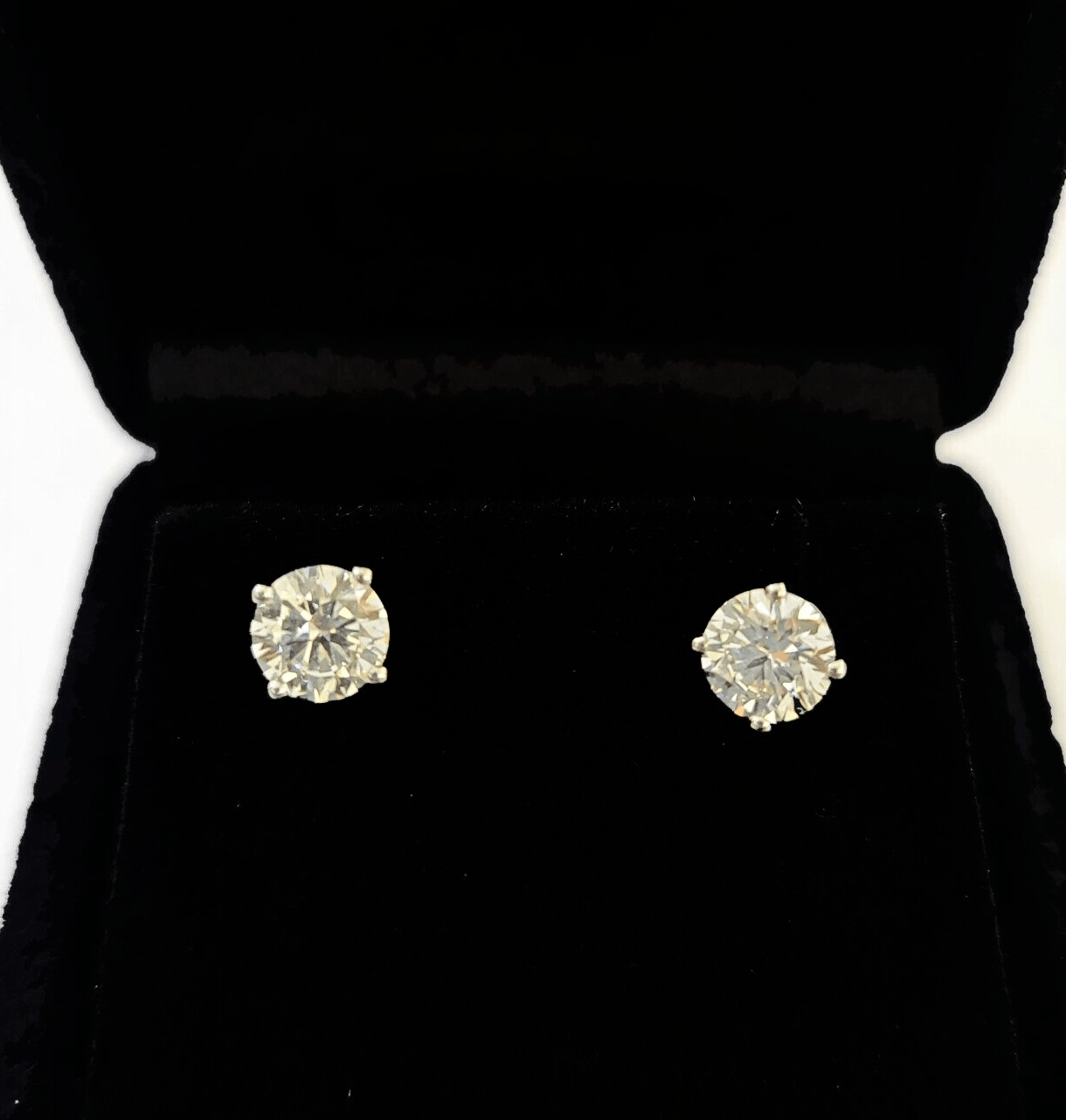 10k White gold Round Earrings Real Diamond screw - back Lab CreatedWomen Men Studs - GoldenlinQ
